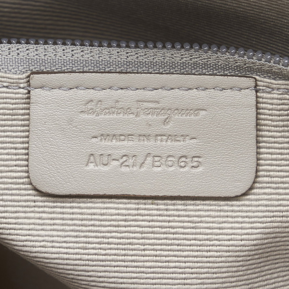 Salvatore Ferragamo Vala ribbon handbag tote bag AU-21 B665 beige gray khaki ... - Picture 10 of 12